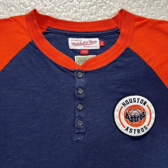 Mitchell & Ness Houston Astros Henley 3/4 Sleeve Men’s 3XL Baseball Sportswear - Picture 2 of 9